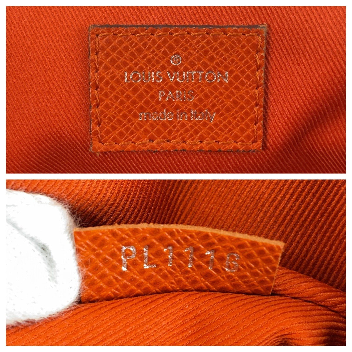 LOUIS VUITTON Shoulder Bag M30618 leather Orange SilverMetal Crossbody Shoulder Bag Taiga Roman PM mens Used