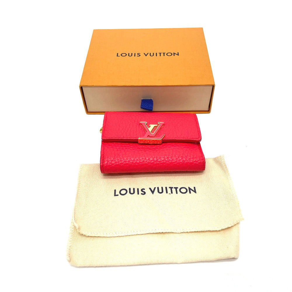 LOUIS VUITTON Trifold wallet M69069 Taurillon Clemence Leather Red Japan limited Portefeuille Capucines XS Women Used
