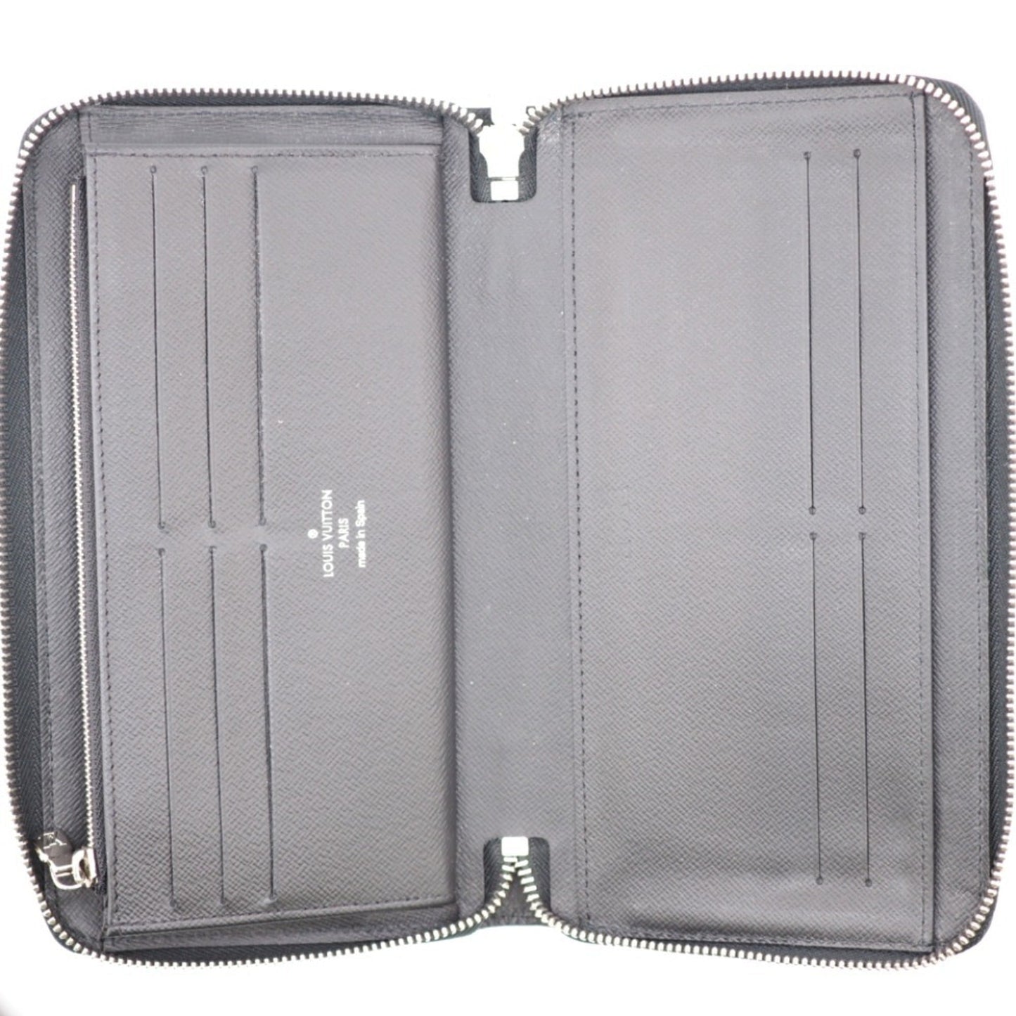 LOUIS VUITTON M30056 Zippy Organizer Taiga Long Wallet Black Men's
