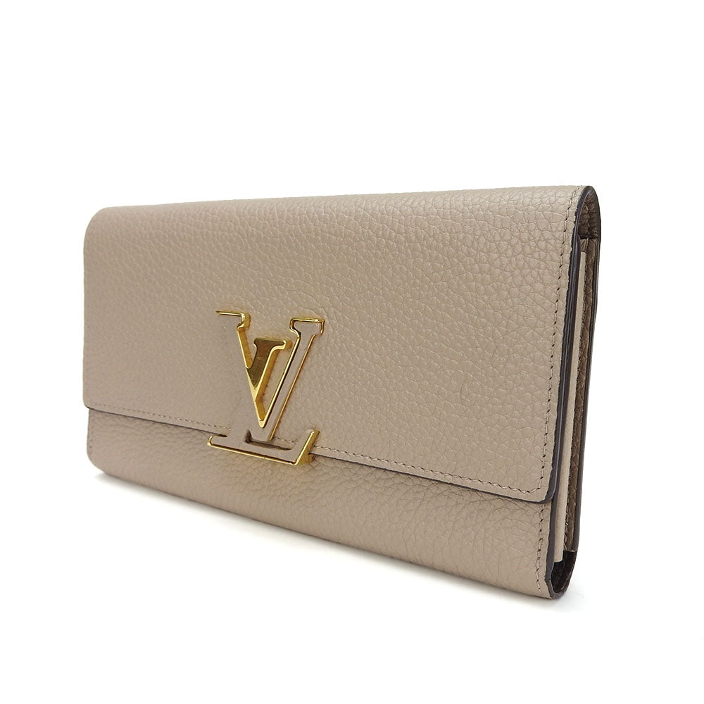 LOUIS VUITTON Long Wallet Purse M61249 leather beige Portefeuille Capsine Women Used