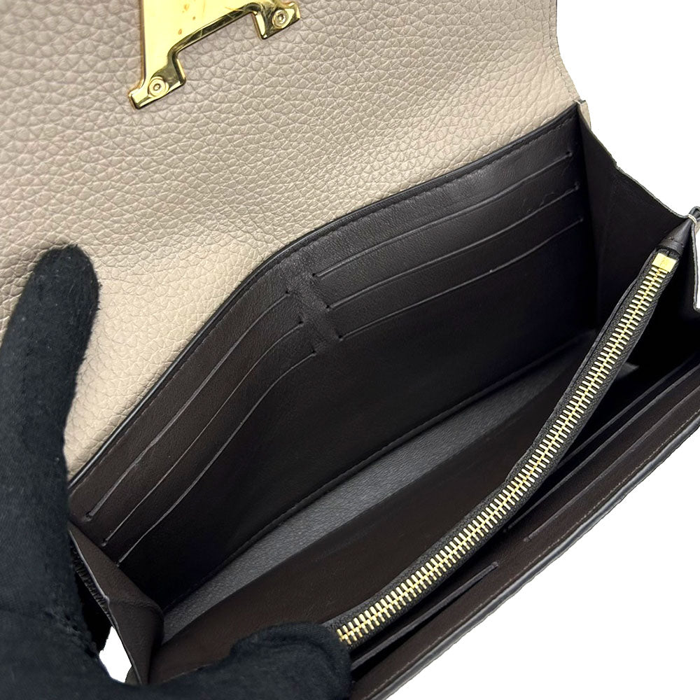 LOUIS VUITTON Long Wallet Purse M61249 leather beige Portefeuille Capsine Women Used