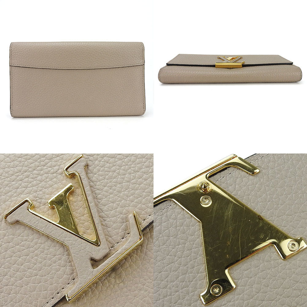 LOUIS VUITTON Long Wallet Purse M61249 leather beige Portefeuille Capsine Women Used
