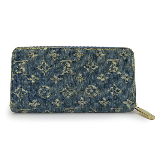 LOUIS VUITTON Long Wallet Purse M95341 Monogram denim, leather Blue type Zippy wallet Women Used