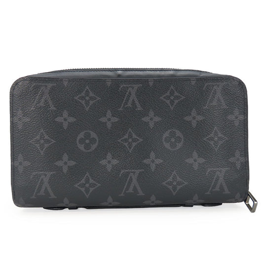 LOUIS VUITTON Long Wallet Purse M61698 Monogram Eclipse black Zippy XL mens Used