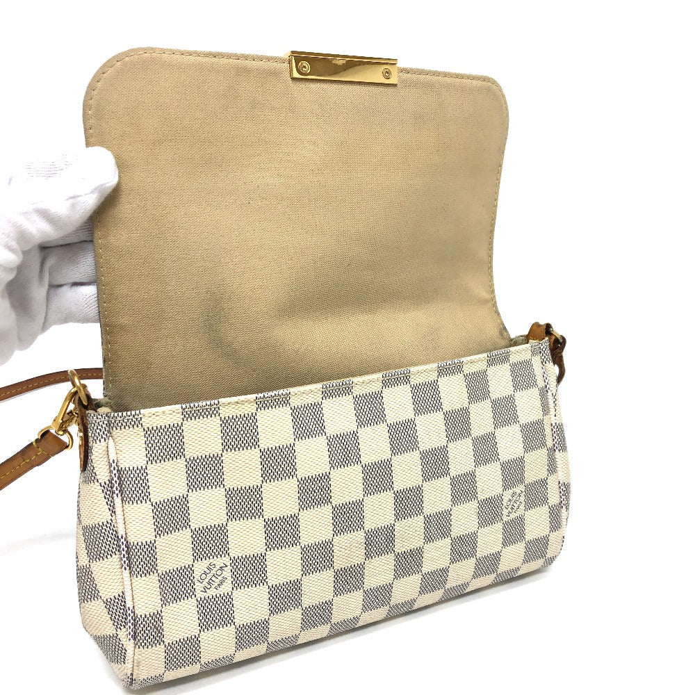 LOUIS VUITTON Shoulder Bag N41275 Damier Azur Canvas white Damier Azur Favorit MM Women Used