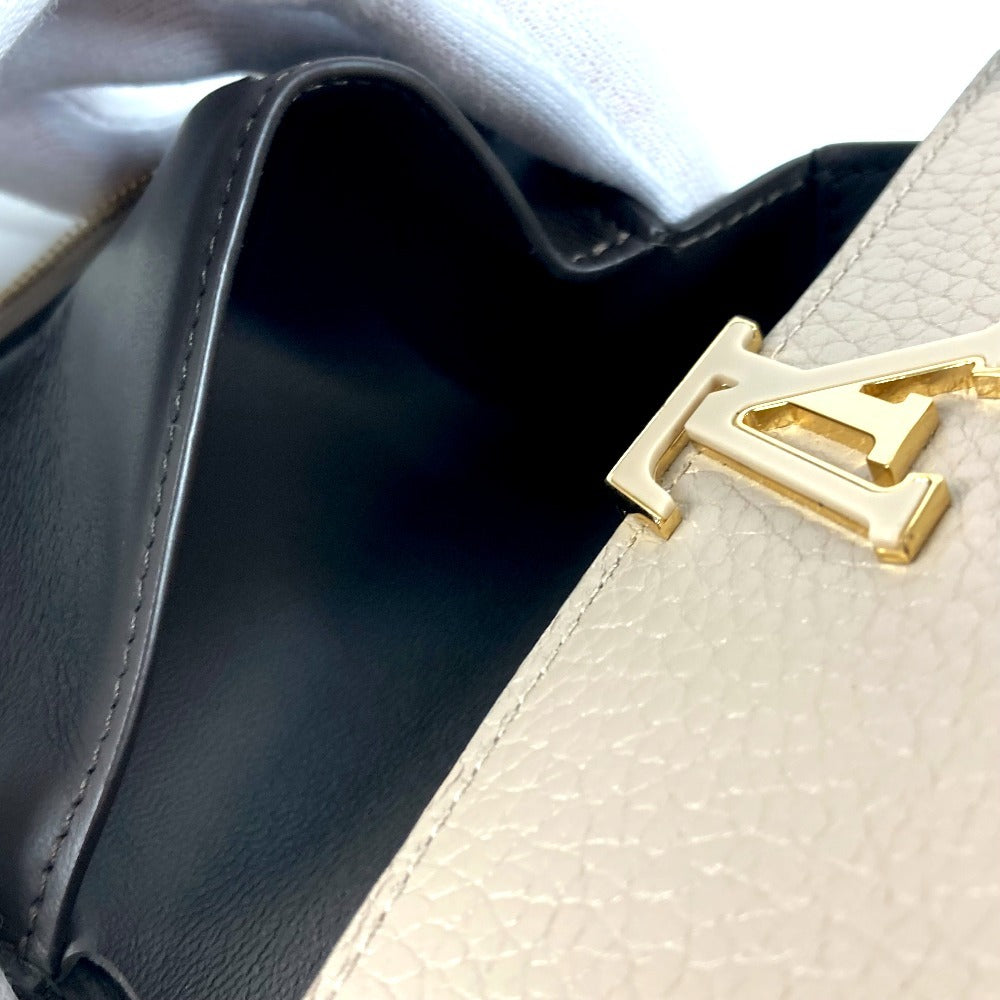 LOUIS VUITTON Trifold wallet M62159 Taurillon Clemence Leather beige Portefeuille Compact Women Used