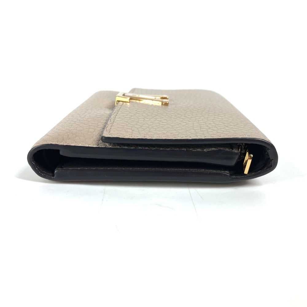 LOUIS VUITTON Trifold wallet M62159 Taurillon Clemence Leather beige Portefeuille Compact Women Used