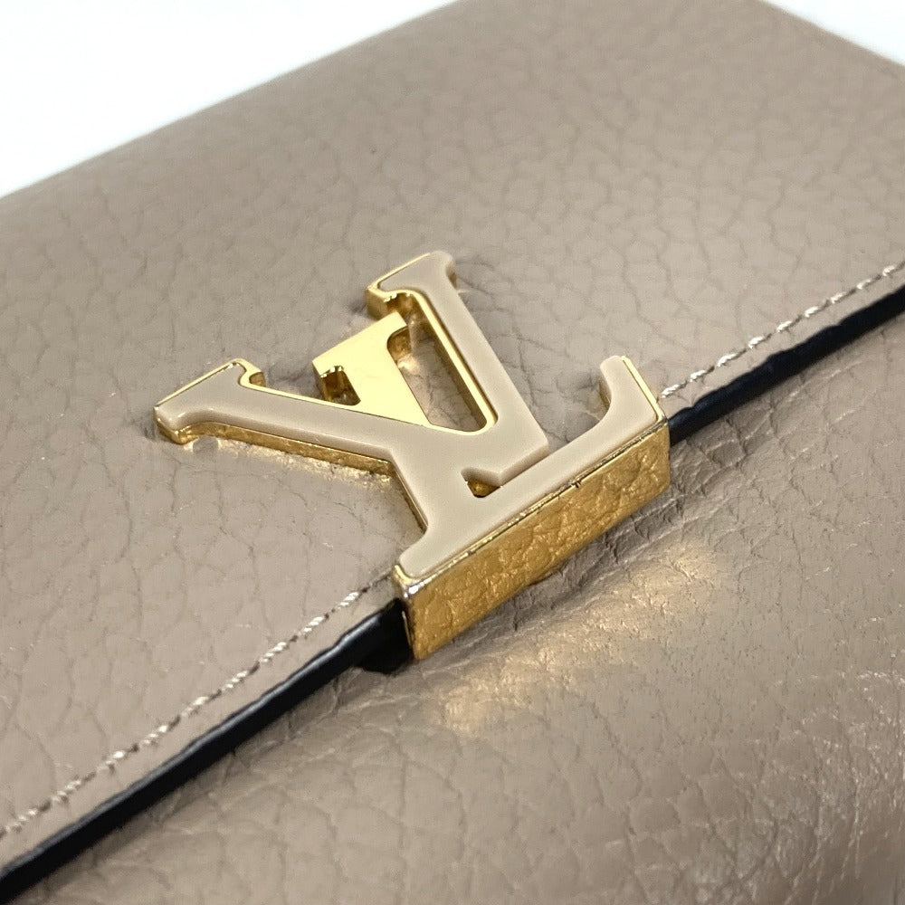 LOUIS VUITTON Trifold wallet M62159 Taurillon Clemence Leather beige Portefeuille Compact Women Used
