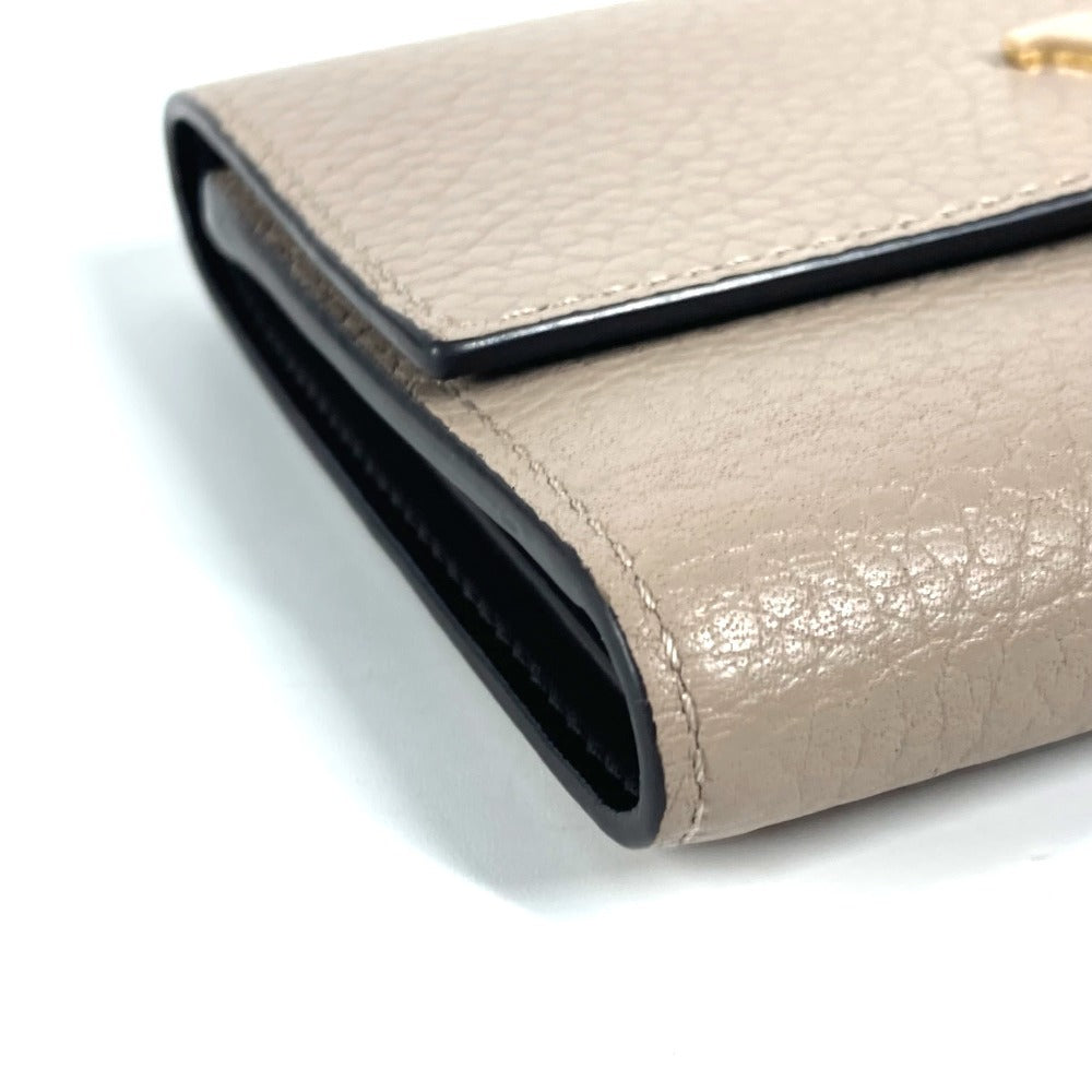 LOUIS VUITTON Trifold wallet M62159 Taurillon Clemence Leather beige Portefeuille Compact Women Used