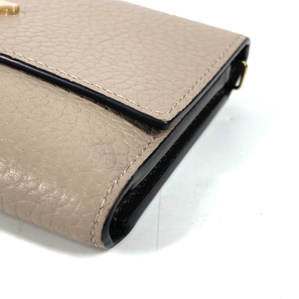 LOUIS VUITTON Trifold wallet M62159 Taurillon Clemence Leather beige Portefeuille Compact Women Used