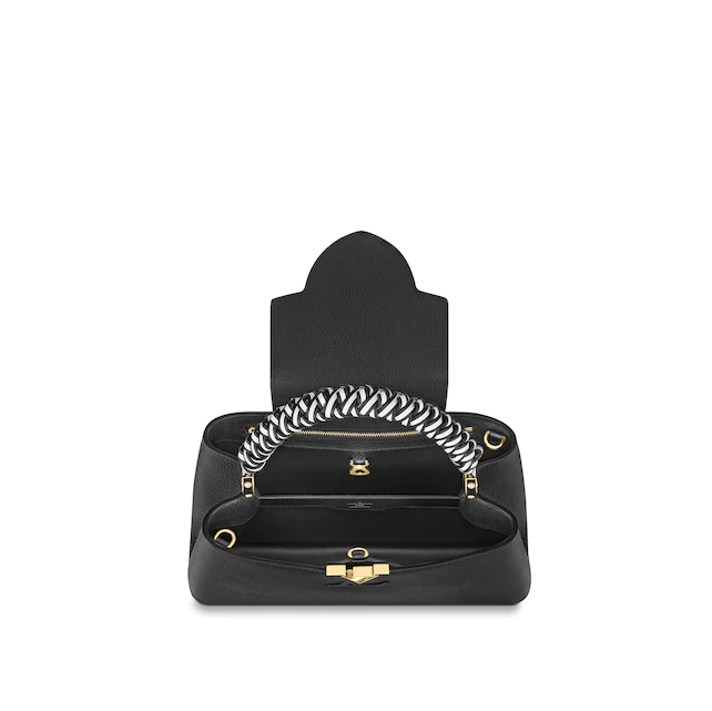 Louis Vuitton Capucine PM Handbag Taurillon Leather Noir/Blanc