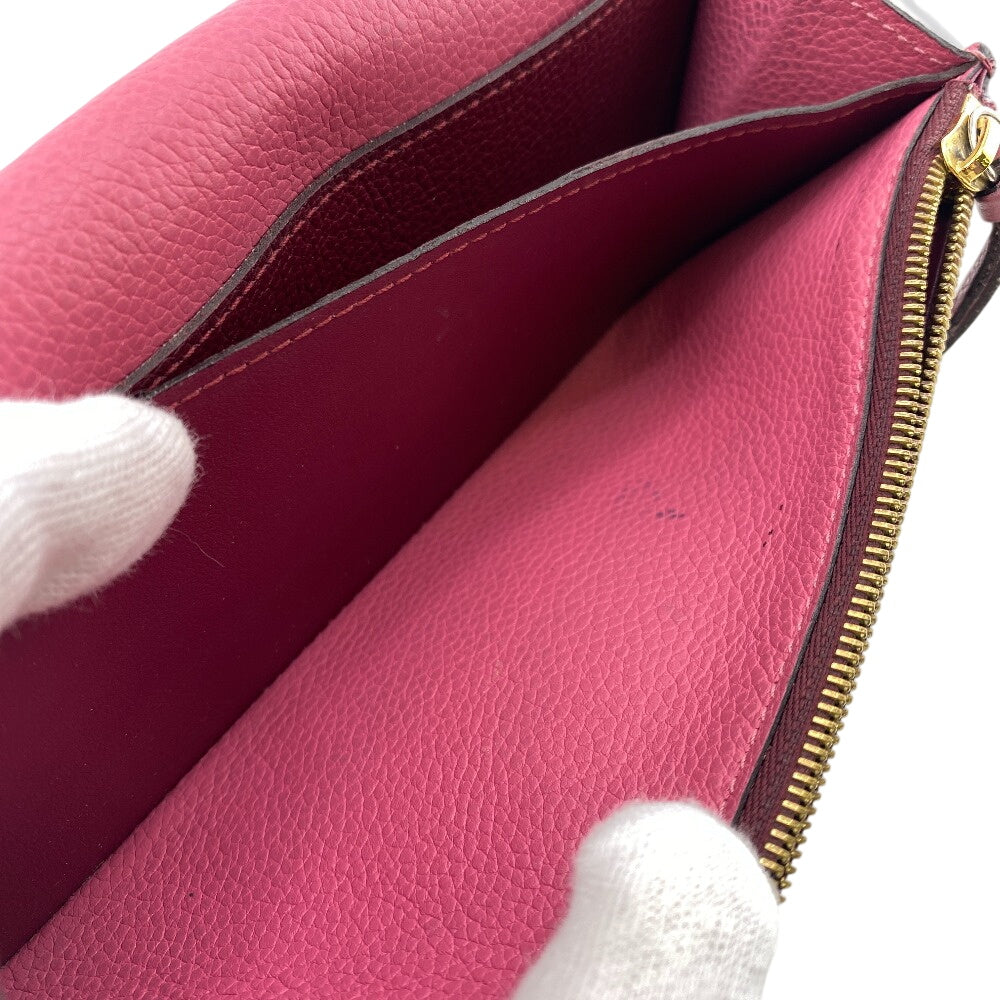 LOUIS VUITTON Long Wallet Purse M62015 leather wine-red Portefeuille Monogram Ann Platt Emily Women Used