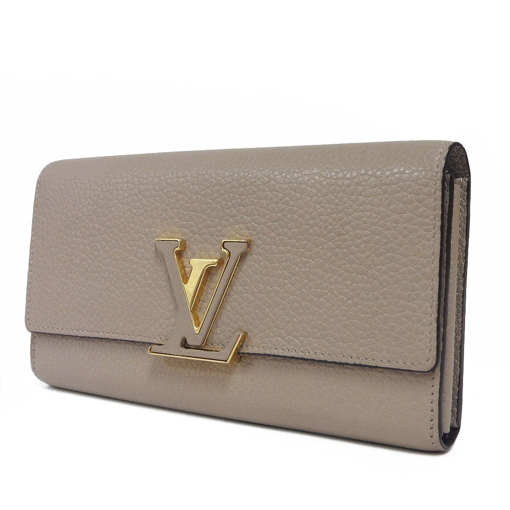 LOUIS VUITTON Long Wallet Purse M61249 leather beige Portefeuille Capsine Women Used